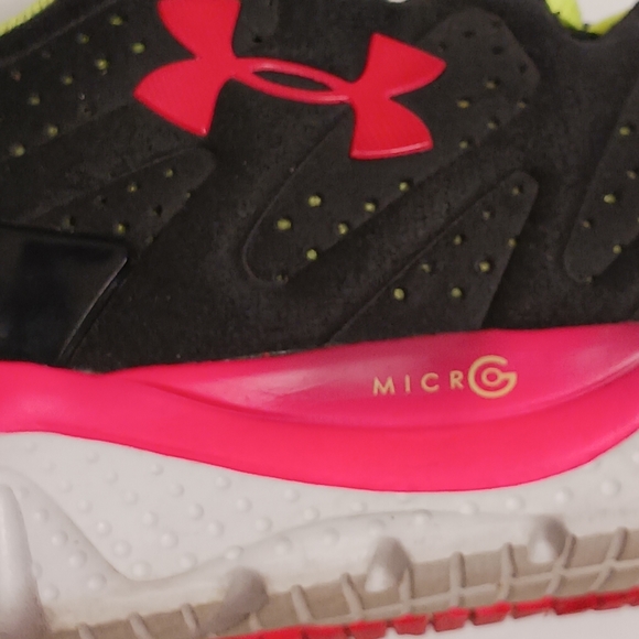 Under Armour  Women's Sz 9.5 Micro G Foam Pink/Black/Neon Lace Up Running Shoes - Picture 10 of 11